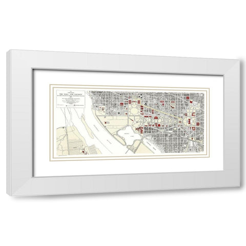 Washington D.C., Mall Washington DC - Peters 1917 White Modern Wood Framed Art Print with Double Matting by Peters