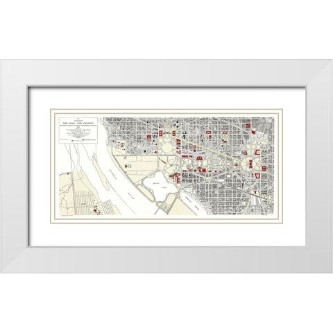 Washington D.C., Mall Washington DC - Peters 1917 White Modern Wood Framed Art Print with Double Matting by Peters