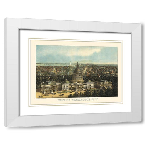 Washington DC - Sachese 1871 White Modern Wood Framed Art Print with Double Matting by Sachese