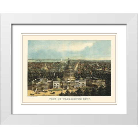 Washington DC - Sachese 1871 White Modern Wood Framed Art Print with Double Matting by Sachese