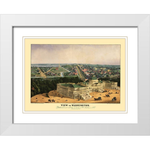 Washington DC - Sachese 1852 White Modern Wood Framed Art Print with Double Matting by Sachese