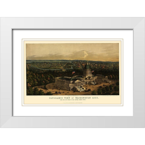 Washington DC - Sachese 1857 White Modern Wood Framed Art Print with Double Matting by Sachese