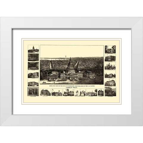 Washington DC - Sachese 1860 White Modern Wood Framed Art Print with Double Matting by Sachese