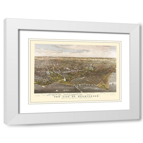 Washington DC - Currier 1880 White Modern Wood Framed Art Print with Double Matting by Currier