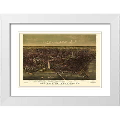 Washington DC - Currier 1892 White Modern Wood Framed Art Print with Double Matting by Currier