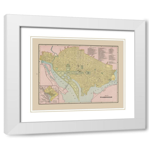 Washington  DC - Cram 1892 White Modern Wood Framed Art Print with Double Matting by Cram