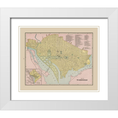 Washington  DC - Cram 1892 White Modern Wood Framed Art Print with Double Matting by Cram