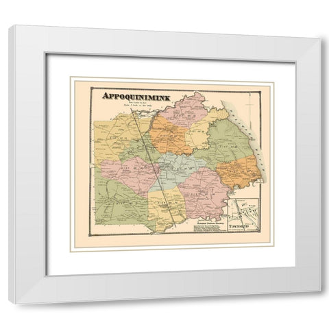 Appoquinimink Delaware Landowner - Beers 1868 White Modern Wood Framed Art Print with Double Matting by Beers