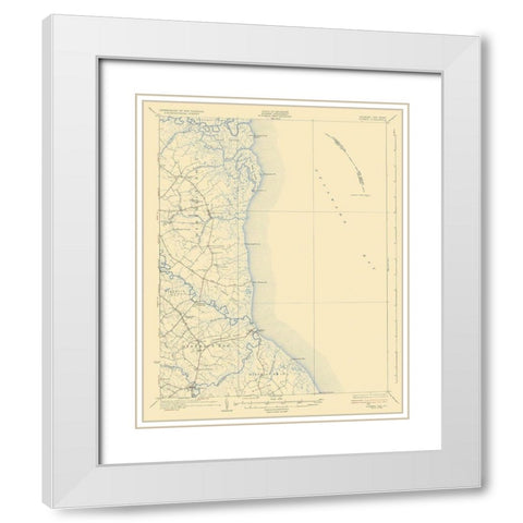 Bowers Delaware New Jersey Quad - USGS 1936 White Modern Wood Framed Art Print with Double Matting by USGS