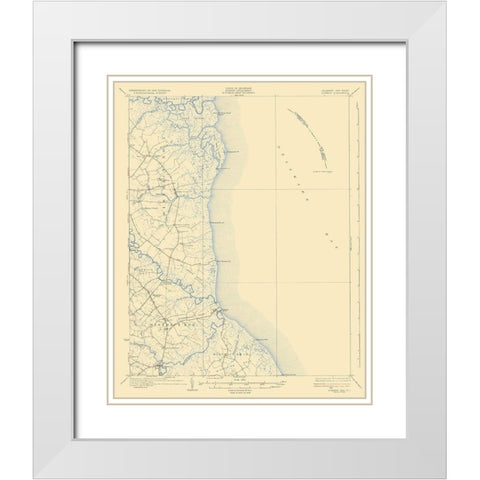 Bowers Delaware New Jersey Quad - USGS 1936 White Modern Wood Framed Art Print with Double Matting by USGS