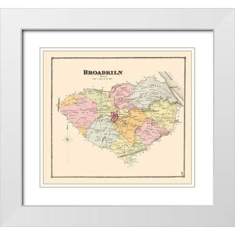 Broadkiln Delaware Landowner - Beers 1868 White Modern Wood Framed Art Print with Double Matting by Beers