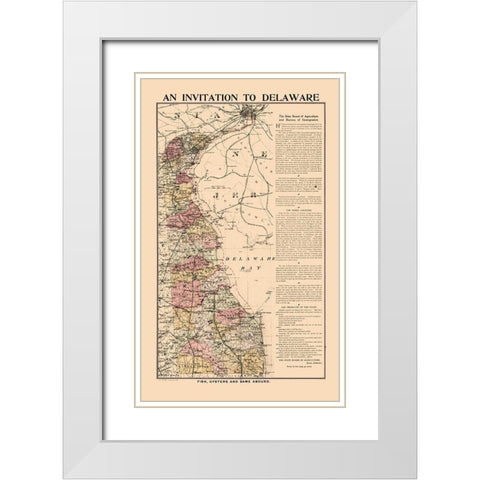 Delaware - Smith 1903  White Modern Wood Framed Art Print with Double Matting by Smith