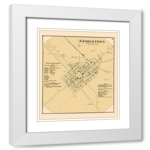 Georgetown Delaware Landowner - Beers 1868 White Modern Wood Framed Art Print with Double Matting by Beers