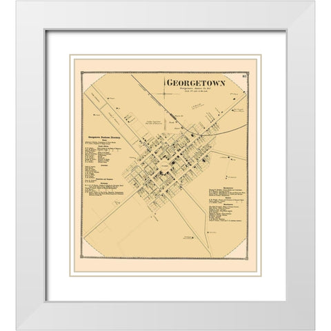 Georgetown Delaware Landowner - Beers 1868 White Modern Wood Framed Art Print with Double Matting by Beers