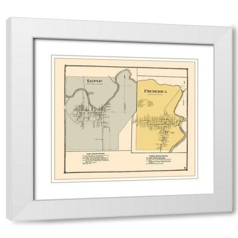 Leipsic, Frederica Delaware Landowner - Beers 1868 White Modern Wood Framed Art Print with Double Matting by Beers