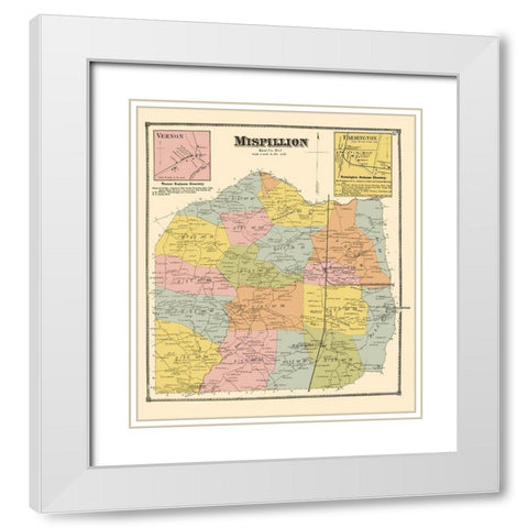 Mispillion Delaware Landowner - Beers 1868 White Modern Wood Framed Art Print with Double Matting by Beers
