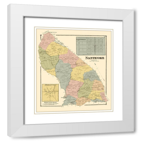Nanticoke Delaware Landowner - Beers 1868 White Modern Wood Framed Art Print with Double Matting by Beers