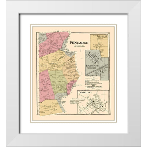 Pencader, Glasgow, St Georges Delaware Landowner White Modern Wood Framed Art Print with Double Matting by Beers