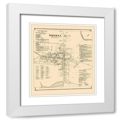 Smyrna Delaware Landowner - Beers 1868 White Modern Wood Framed Art Print with Double Matting by Beers