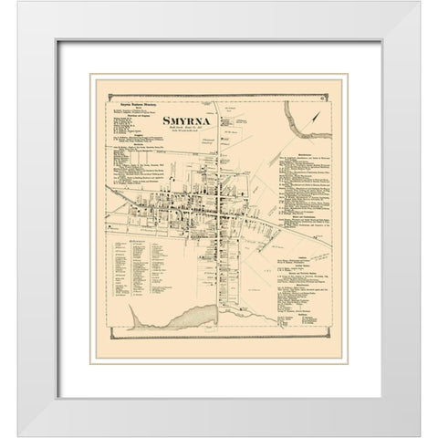 Smyrna Delaware Landowner - Beers 1868 White Modern Wood Framed Art Print with Double Matting by Beers