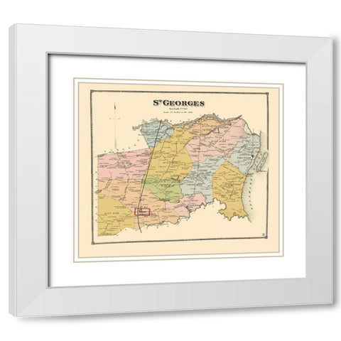 St Georges Delaware Landowner - Beers 1868 White Modern Wood Framed Art Print with Double Matting by Beers