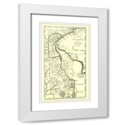 Delaware - Carey 1814 White Modern Wood Framed Art Print with Double Matting by Carey