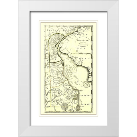 Delaware - Carey 1814 White Modern Wood Framed Art Print with Double Matting by Carey