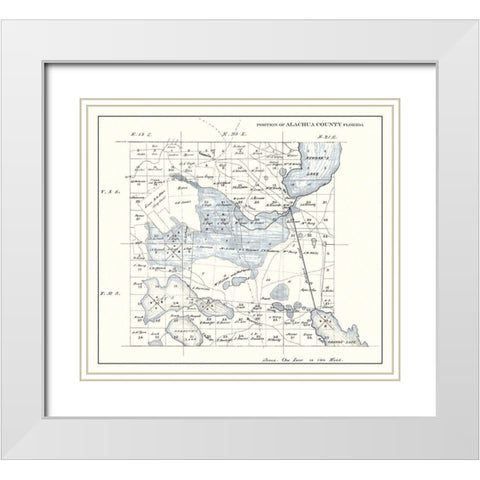 Alachua Florida Landowner - 1890 White Modern Wood Framed Art Print with Double Matting by Unknown