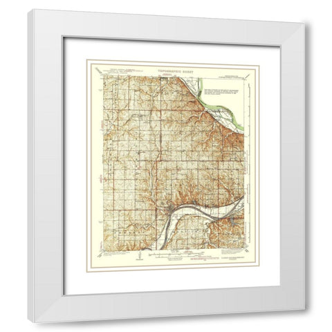 Bonner Springs Kansas Missouri Quad - USGS 1940 White Modern Wood Framed Art Print with Double Matting by USGS