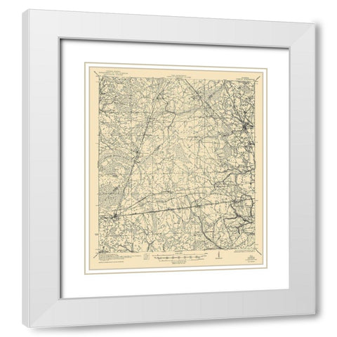 Cambon Florida Quad - USGS 1944 White Modern Wood Framed Art Print with Double Matting by USGS