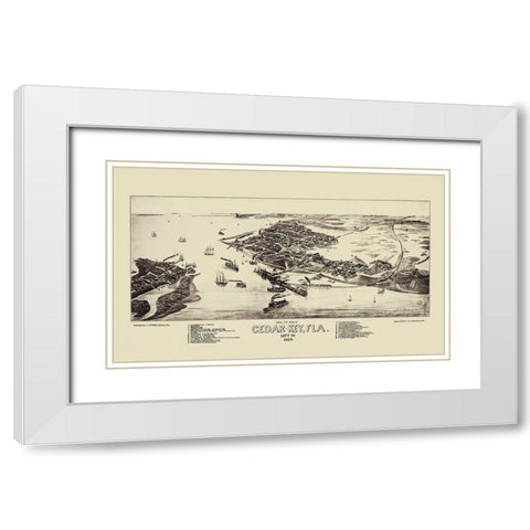 Cedar Key Florida - Stoner 1884 White Modern Wood Framed Art Print with Double Matting by Stoner