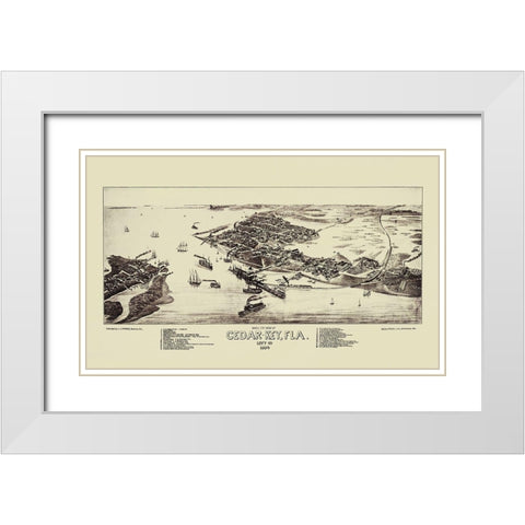 Cedar Key Florida - Stoner 1884 White Modern Wood Framed Art Print with Double Matting by Stoner