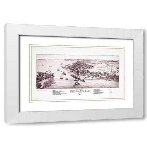 Cedar Key Florida - Stoner 1884 White Modern Wood Framed Art Print with Double Matting by Stoner