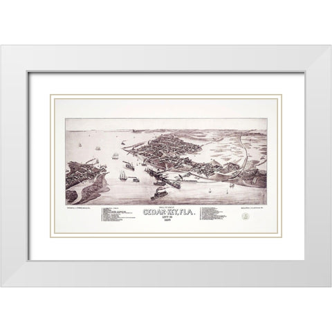 Cedar Key Florida - Stoner 1884 White Modern Wood Framed Art Print with Double Matting by Stoner