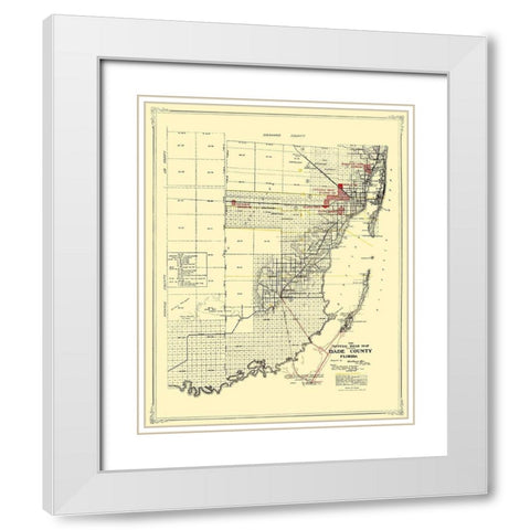 Dade Florida Road - Miami Motor Club 1921 White Modern Wood Framed Art Print with Double Matting by Miami Motor Club