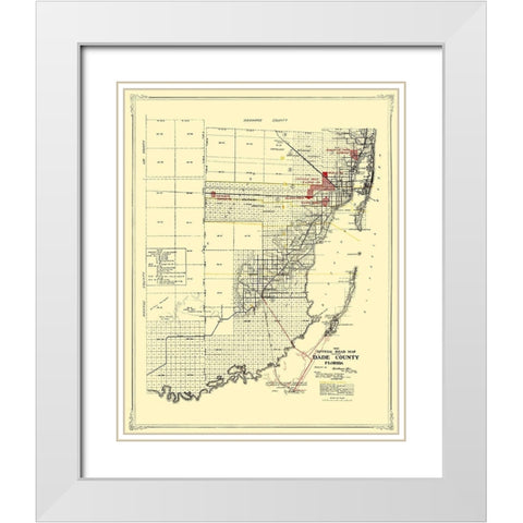 Dade Florida Road - Miami Motor Club 1921 White Modern Wood Framed Art Print with Double Matting by Miami Motor Club