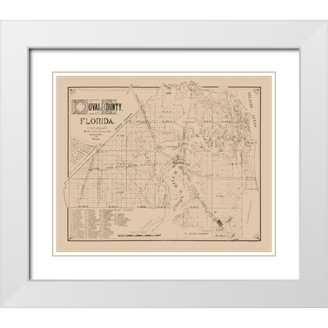 Duval County Florida - Le Baron 1884  White Modern Wood Framed Art Print with Double Matting by Le Baron
