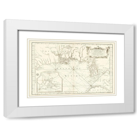 Louisiana Florida Gulf Coast - Bellin 1764  White Modern Wood Framed Art Print with Double Matting by Bellin