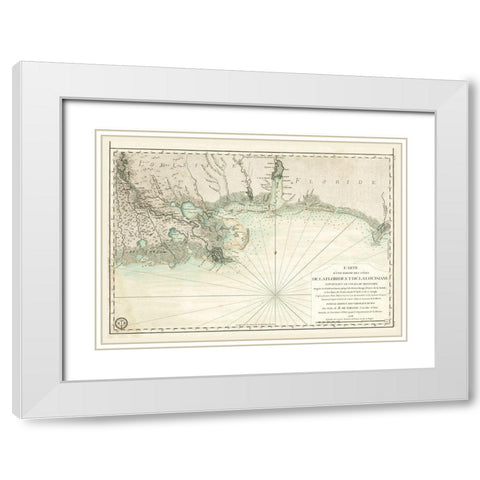 Louisiana Florida Gulf Coast - Sartine 1778  White Modern Wood Framed Art Print with Double Matting by Sartine