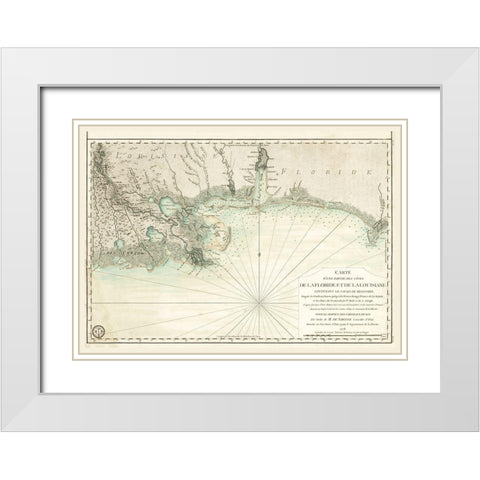 Louisiana Florida Gulf Coast - Sartine 1778  White Modern Wood Framed Art Print with Double Matting by Sartine