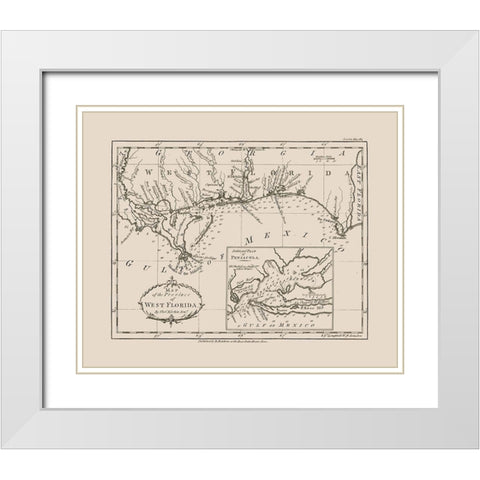 West Florida - Kitchin 1781  White Modern Wood Framed Art Print with Double Matting by Kitchin