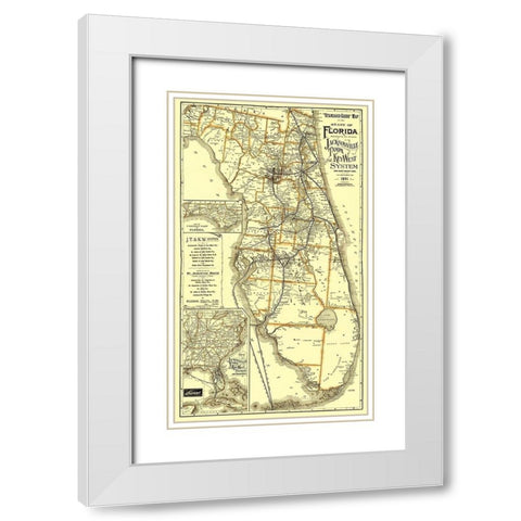 Jacksonville, Tampa, and Key West 1891 White Modern Wood Framed Art Print with Double Matting by Matthews