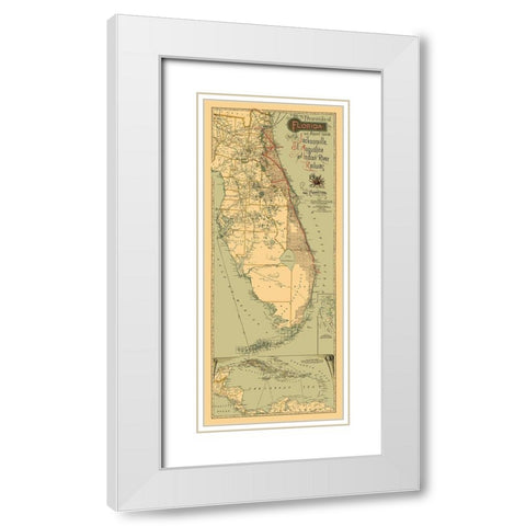 Jacksonville, St Augustine, Indian River 1893 White Modern Wood Framed Art Print with Double Matting by Matthews