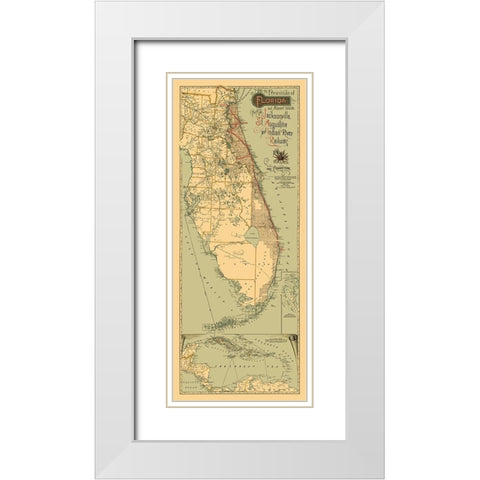 Jacksonville, St Augustine, Indian River 1893 White Modern Wood Framed Art Print with Double Matting by Matthews