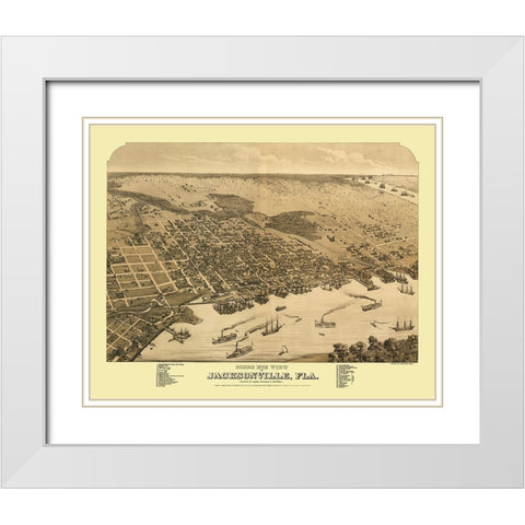 Jacksonville Florida - Alvord 1876 White Modern Wood Framed Art Print with Double Matting by Alvord