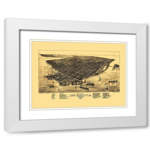 Key West Florida - Stoner 1884 White Modern Wood Framed Art Print with Double Matting by Stoner
