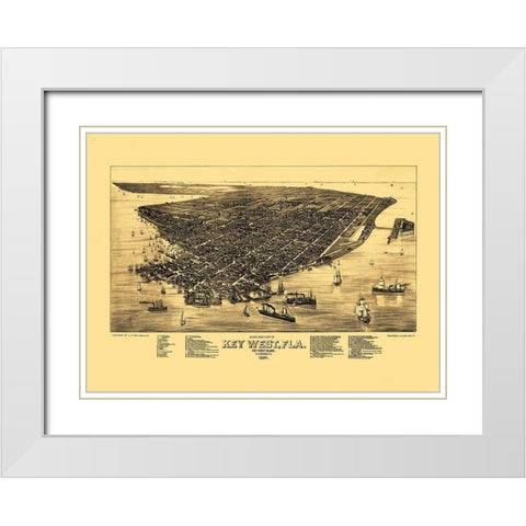 Key West Florida - Stoner 1884 White Modern Wood Framed Art Print with Double Matting by Stoner