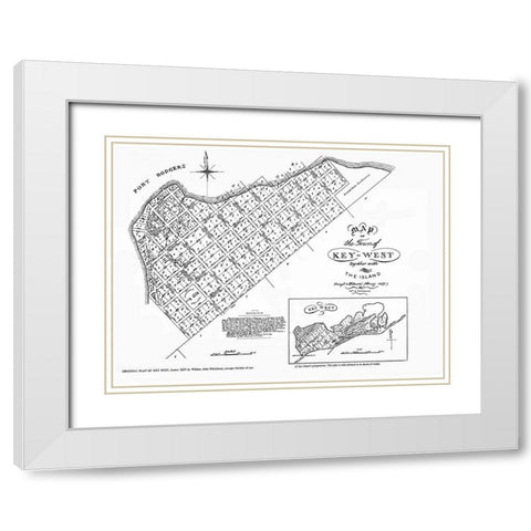 Key West Florida Landowner - Whitehead 1829 White Modern Wood Framed Art Print with Double Matting by Whitehead