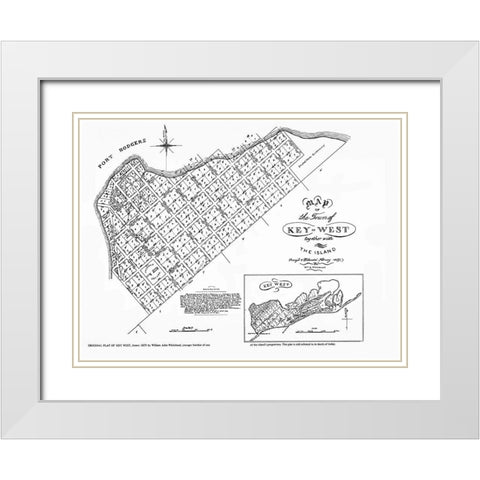 Key West Florida Landowner - Whitehead 1829 White Modern Wood Framed Art Print with Double Matting by Whitehead