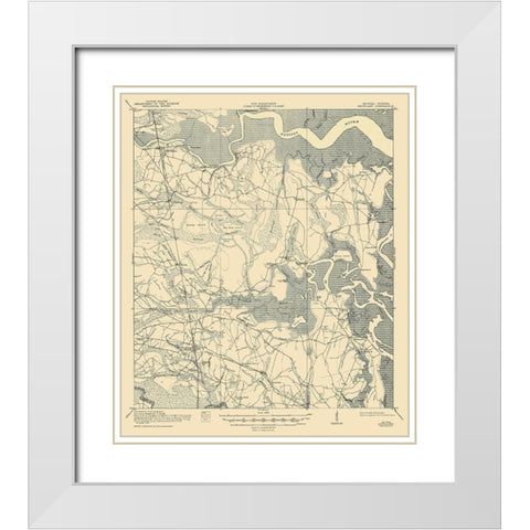 Kingsland Florida Georgia Quad - USGS 1918 White Modern Wood Framed Art Print with Double Matting by USGS